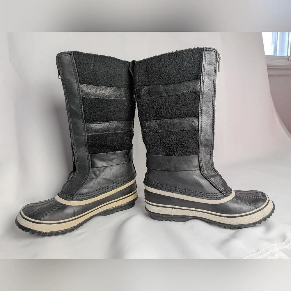 SOREL HELEN OF TUNDRA ll Winter Women Boots Size 6 Black Color Front Zipper - Picture 6 of 9